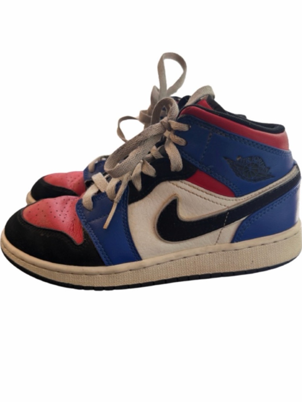 Nike Air Jordan 1 Mid 3.5Y GS Red Blue White Retro Sneakers